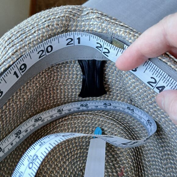 Straw Fedora Hat 22" Panama Pork Pie grosgrain band braided woven - Picture 10 of 11